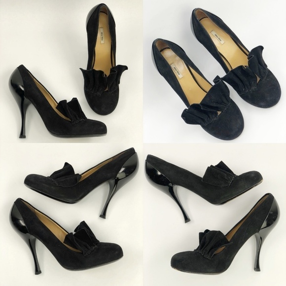 Miu Miu Suede Patent Leather Pleated High Heels 37 - Picture 6 of 8